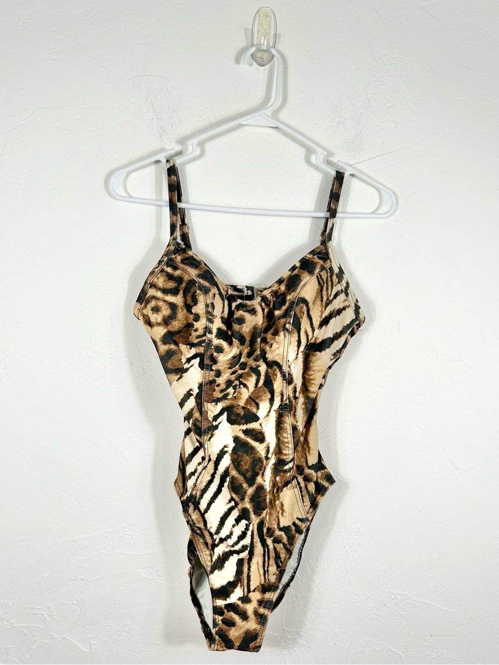 Victoria's Secret Vintage Leopard Tiger Animal Print One Piece Swimsuit Size 10B